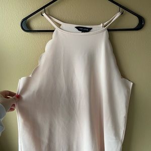 Scalloped trim halter top